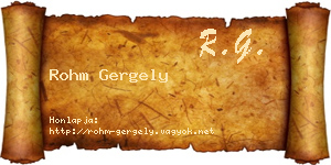 Rohm Gergely névjegykártya